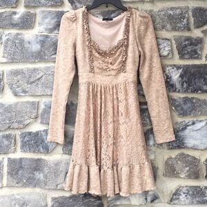 Anthropologie Ryu Long Sleeve Lace Fit & Flare Dress Size S